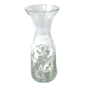 Vintage Glass Decanter Grape Vine Stencil Design Wine Juice Water Serveware